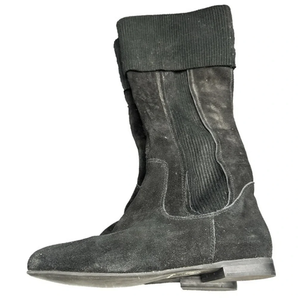 Y2K Voodoo Suede Leather Sweater Knit Black Knee‎ High Boots Sz 8.5